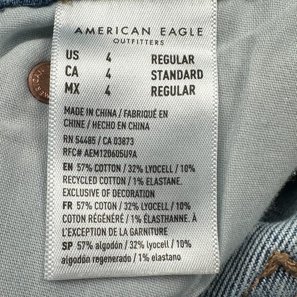 American Eagle Jeans Women 4 Blue Curvy 90s Bootcut Stretch Split Hem Light Wash - Picture 8 of 13